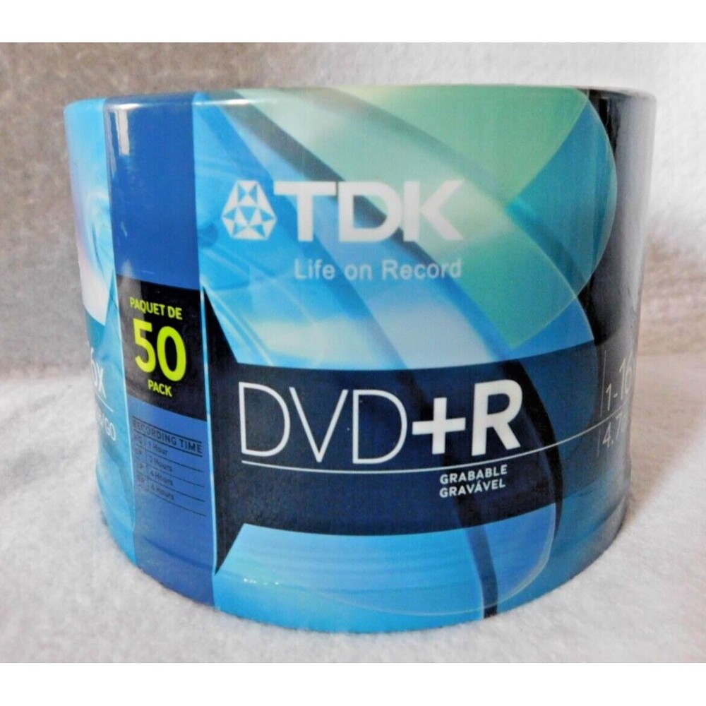 TDK 1-16x Speed 120 Minutes DVD+R 50 Pack Spindle 4.7GB Brand New Sealed